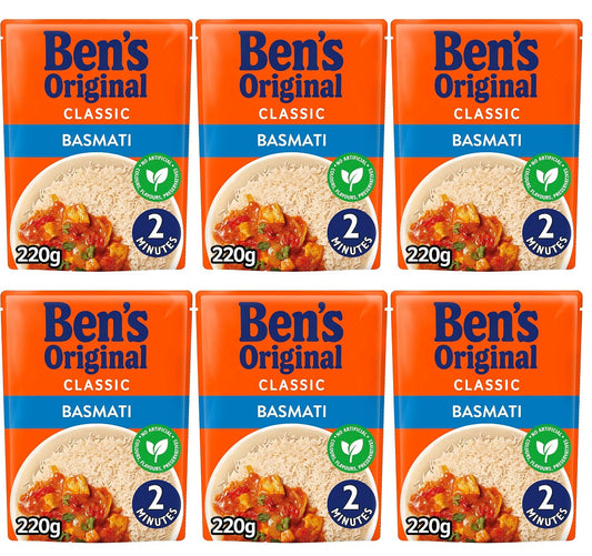 6 x Ben's Original Basmati Microwave Rice 220G