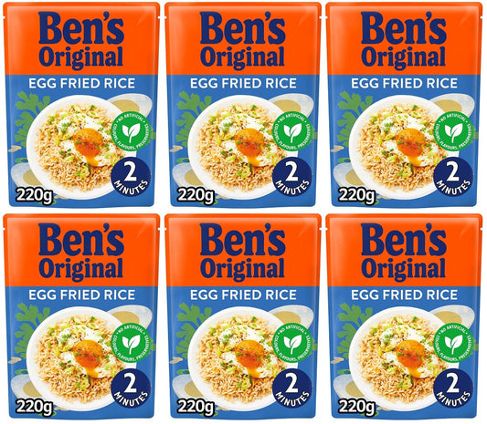6 x Bens Original Egg Fried Microwave Rice 220G