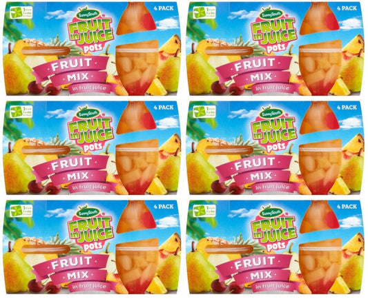 6 x Sunny South Fruit Pots - Fruit Mix In Fruit Juice