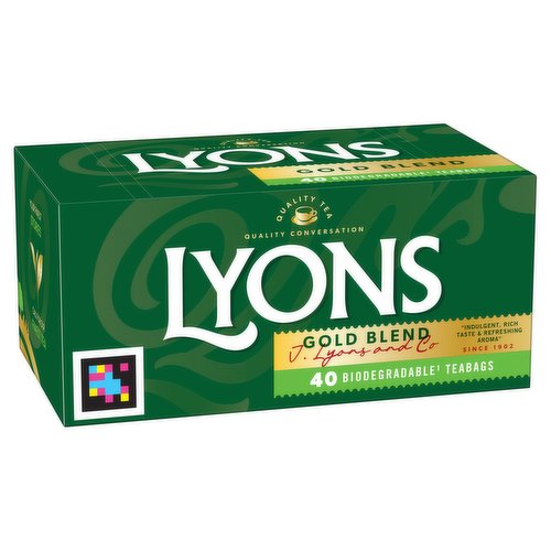 12 x Lyons 40 Gold Blend Biodegradable Tea Bags 116G