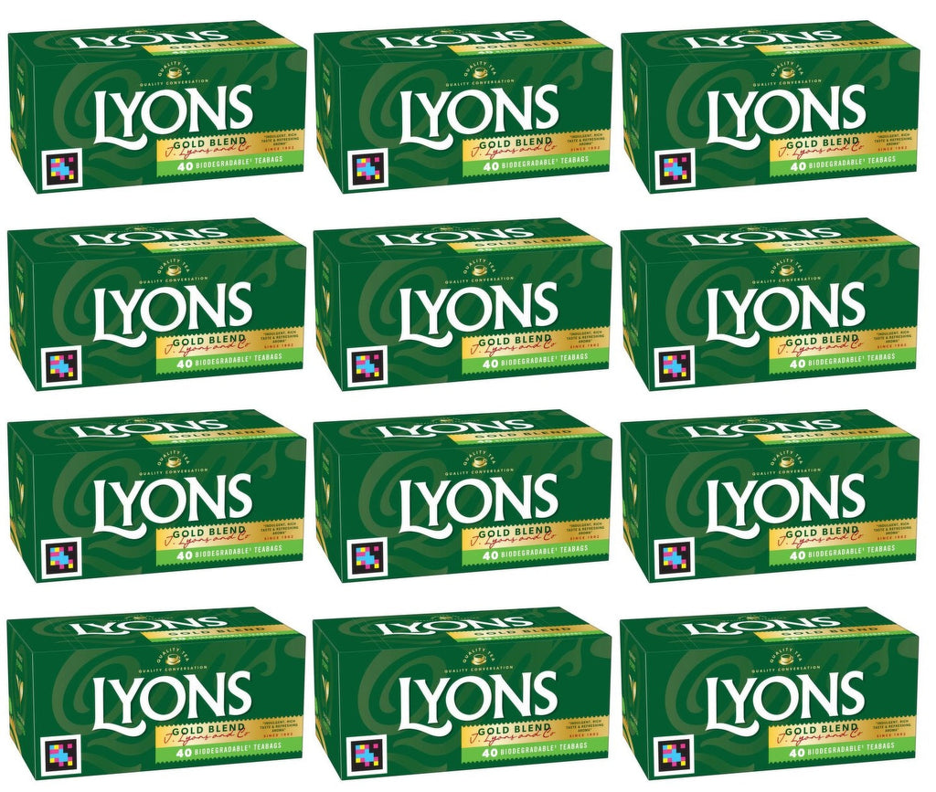 12 x Lyons 40 Gold Blend Biodegradable Tea Bags 116G