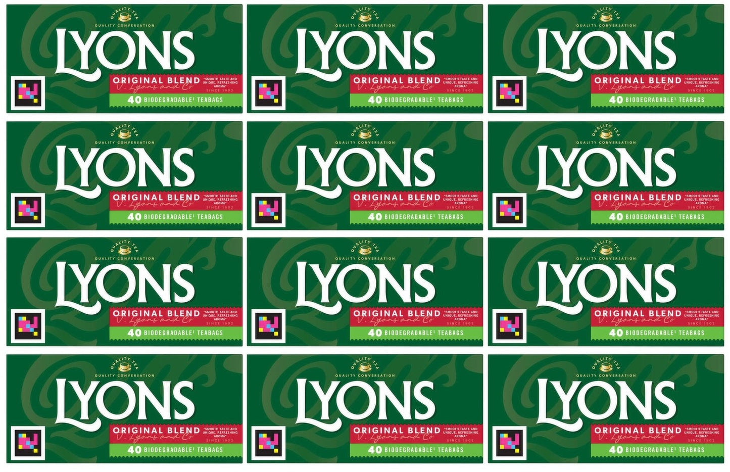 12 x Lyons Original Blend 40 Biodegradable Tea Bags 116G