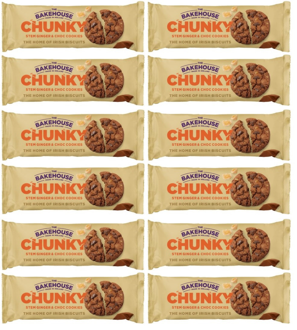 12 x The Bakehouse Chunky Stem Ginger & Choc Cookies 220G