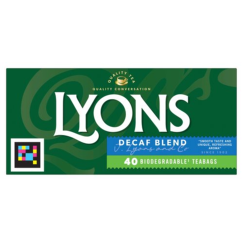12 x Lyons Decaf Blend Teabags 40 Biodegradable Teabags 116G
