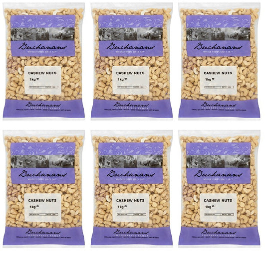 6 x Buchanans Cashew Nuts 1Kg