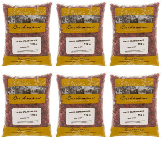 6 x Buchanans Dried Cranberries 1Kg