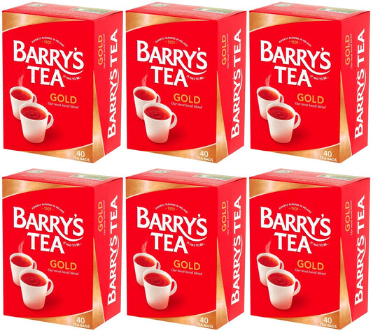 6 x Barry's Tea Gold 40 Tea Bags 125G