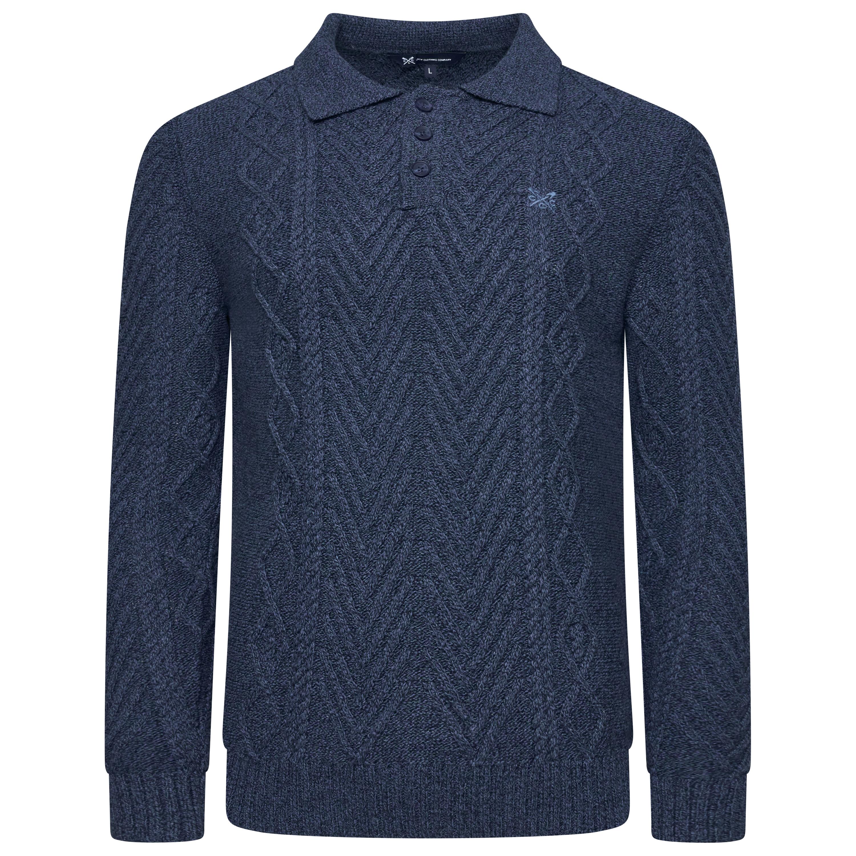 Crew Clothing Company Cable Knit Button Neck Jumper