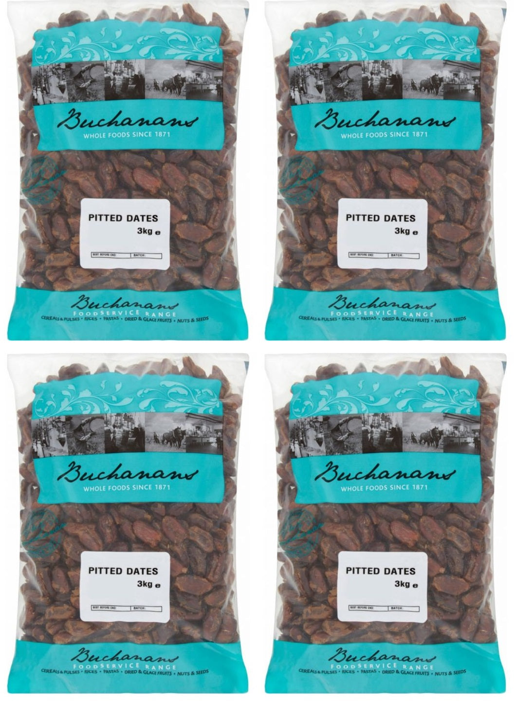 4 x Buchanans Pitted Dates 3Kg