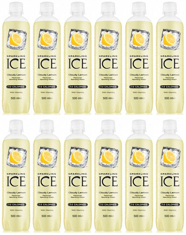 12 x Sparkling Ice Cloudy Lemon Flavoured Sparkling Water 500Ml