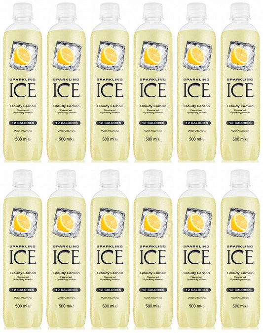 12 x Sparkling Ice Cloudy Lemon Flavoured Sparkling Water 500Ml