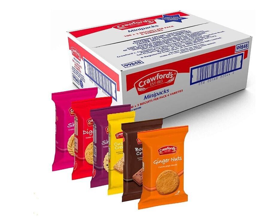 100 x Crawfords Mini Pack Biscuits