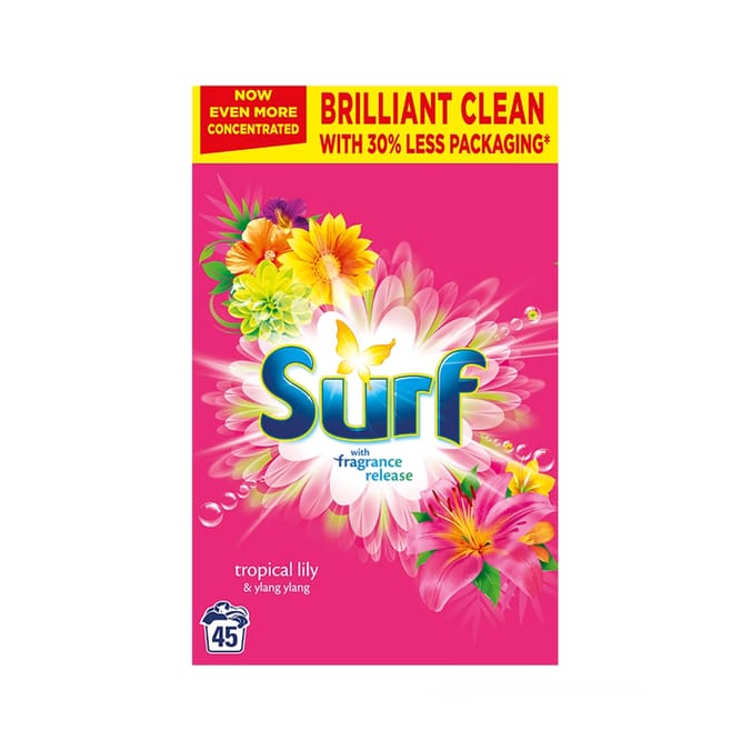 4 x Surf  Laundry Powder Tropical Lily 2.25 Kg (45 Washes)