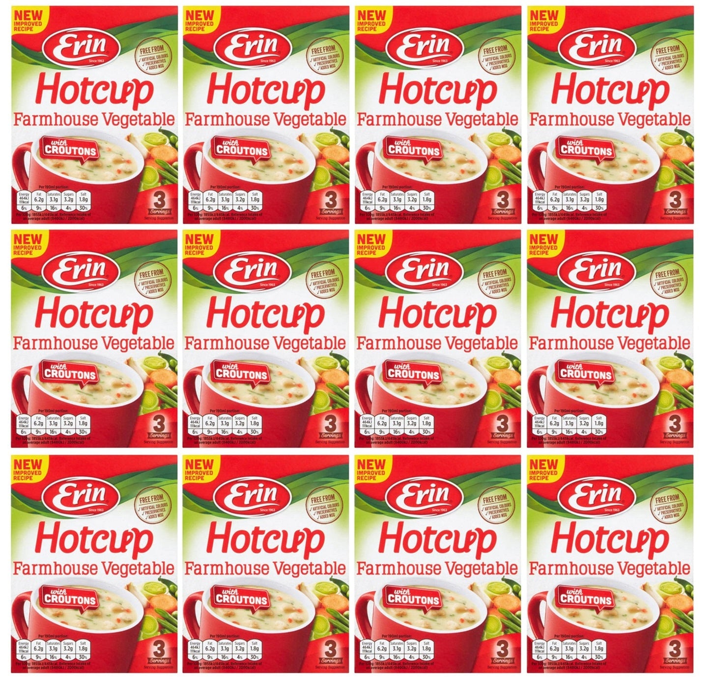 12 x Erin Hotcup Farmhouse Vegetable With Croutons 75G