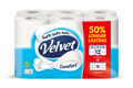 5 x Velvet Comfort Toilet Roll 6 Rolls 50% Longer Lasting