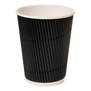500 x Ripple Wall Cup Black - 12OZ