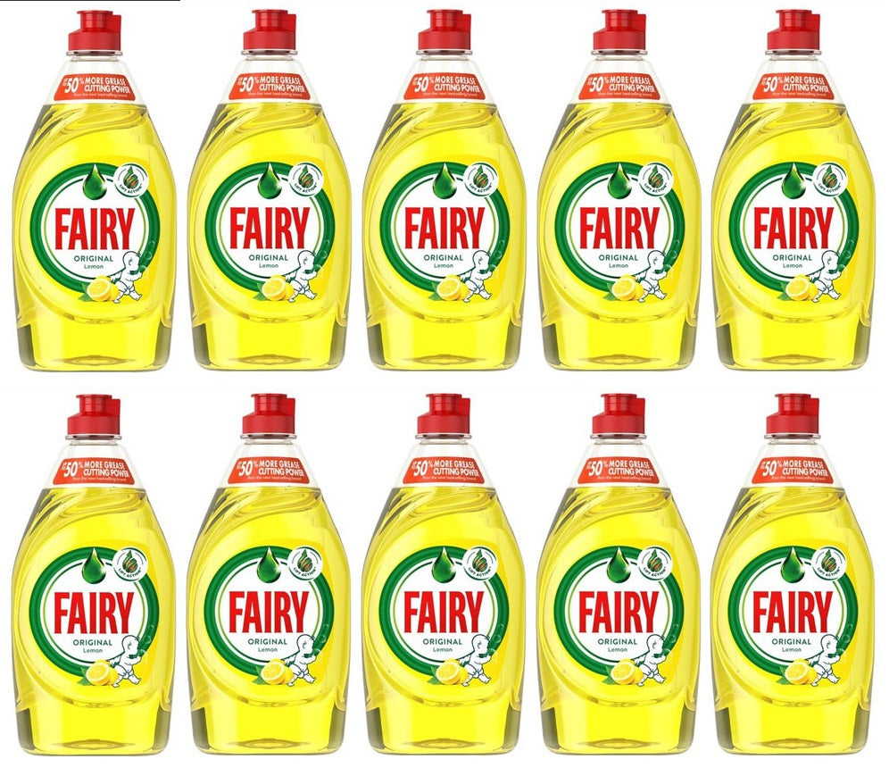 10 x Fairy Lemon Washing Up Liquid With Liftaction 320 Ml