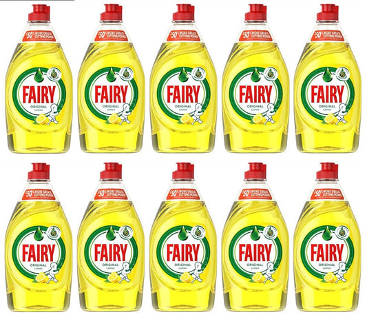 10 x Fairy Lemon Washing Up Liquid With Liftaction 320 Ml
