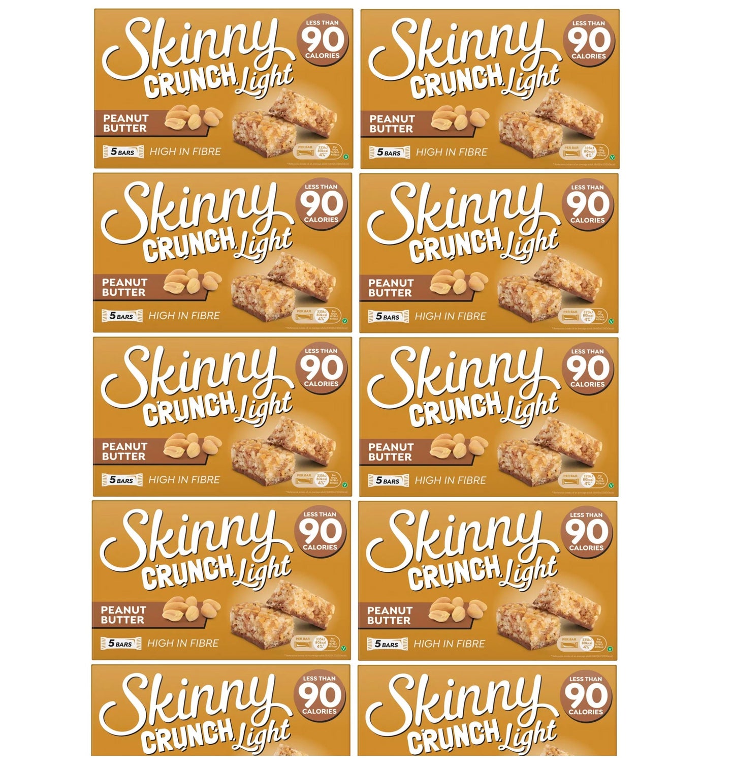 10 X Skinny Crunch Peanut Butter 5X20G