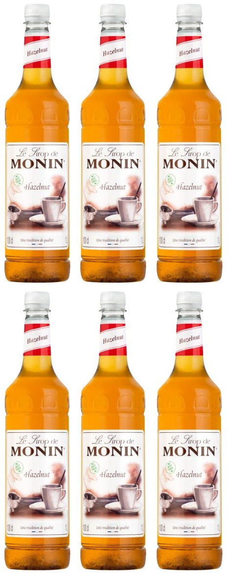 6 x Monin Nut Free Hazelnut Syrup - 1 Litre