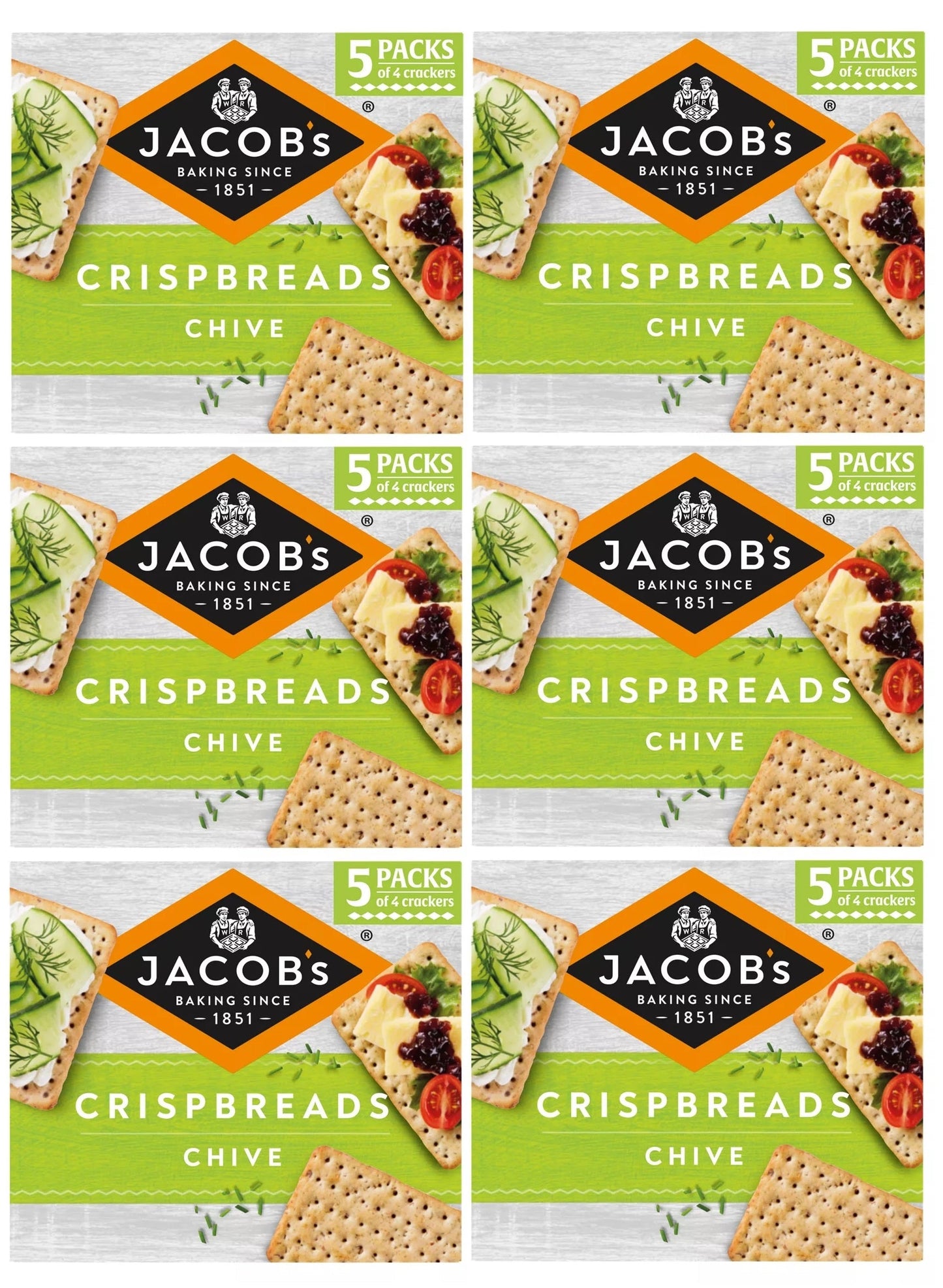 6 x Jacobs Crispbreads Chive 5Pk (190g)
