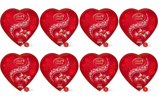 8 x Lindt Lindor Milk Heart Box Chocolates - 200GM