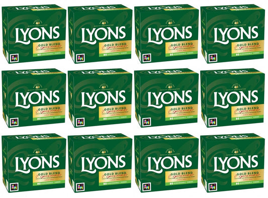 12 x Lyons 80 Gold Blend Biodegradable Teabags 232G