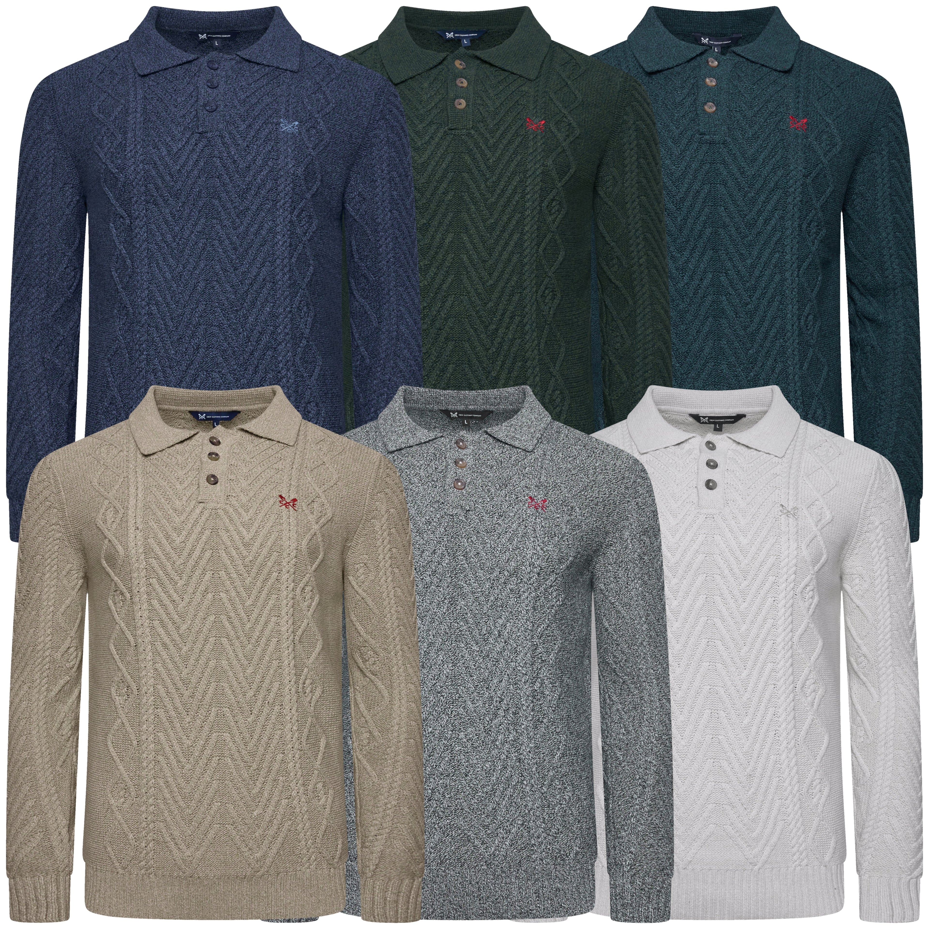 Crew Clothing Company Cable Knit Button Neck Jumper