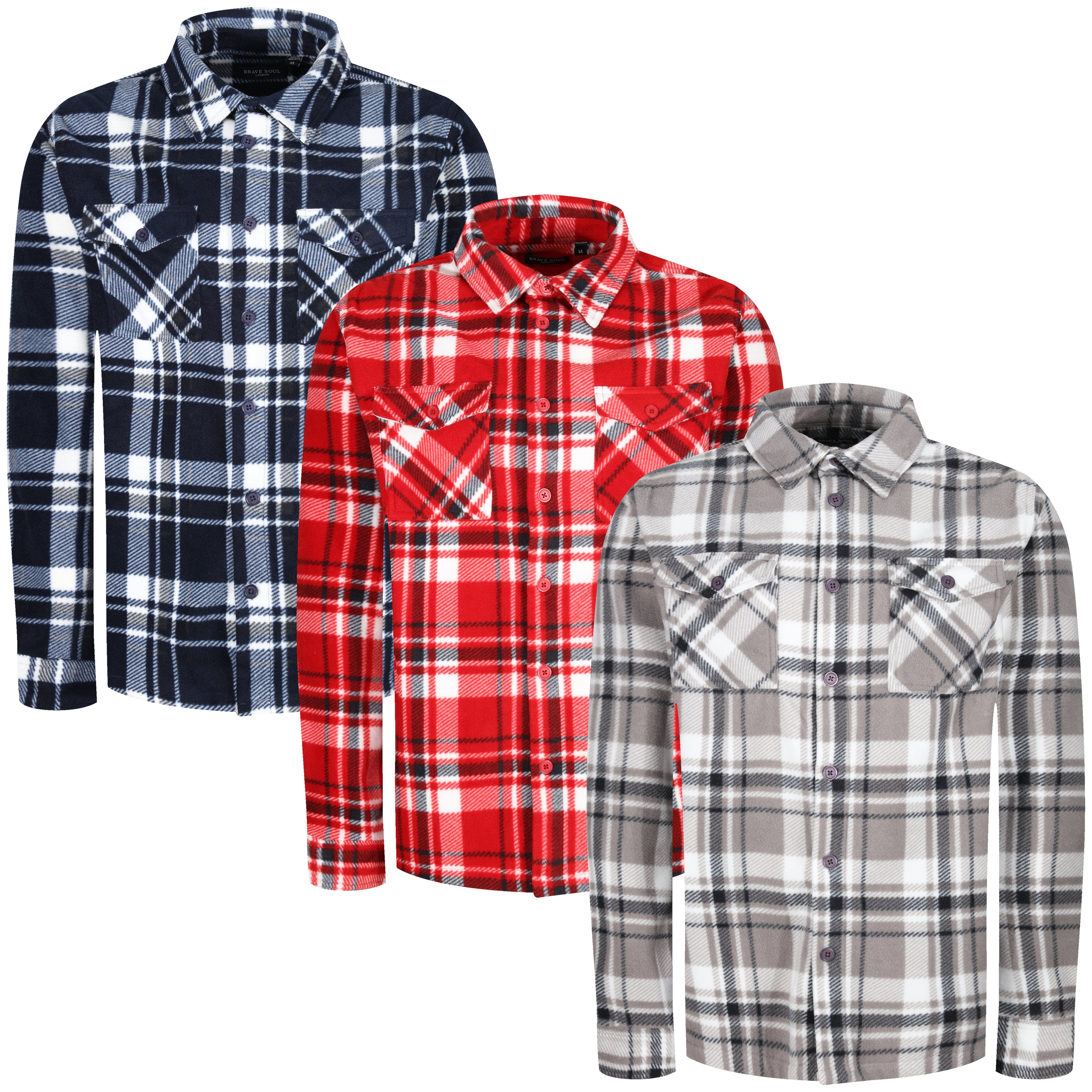 Brave Soul Belfast Check Fleece Overshirt