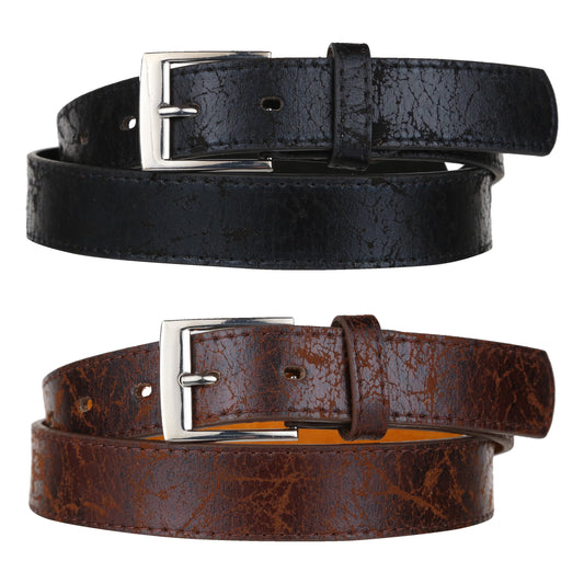 Forest 1" Wide Antique Design Bonded Leather Belt