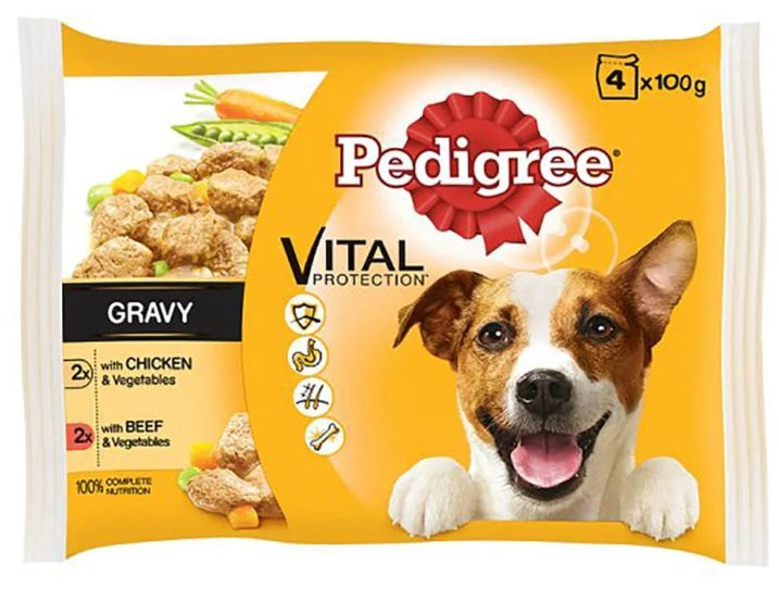 13 x Pedigree With Chicken And Vegetables & Beef And Vegetables In Gravy 4 X 100G (400G)