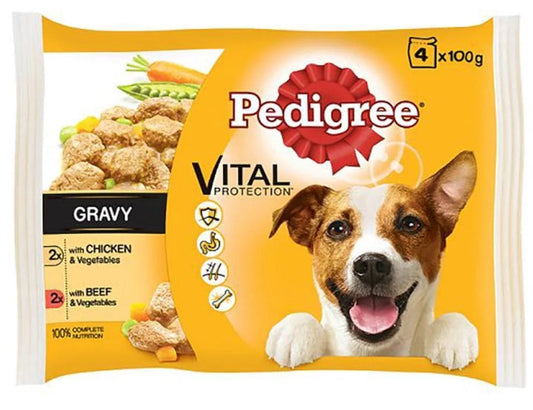13 x Pedigree With Chicken And Vegetables & Beef And Vegetables In Gravy 4 X 100G (400G)