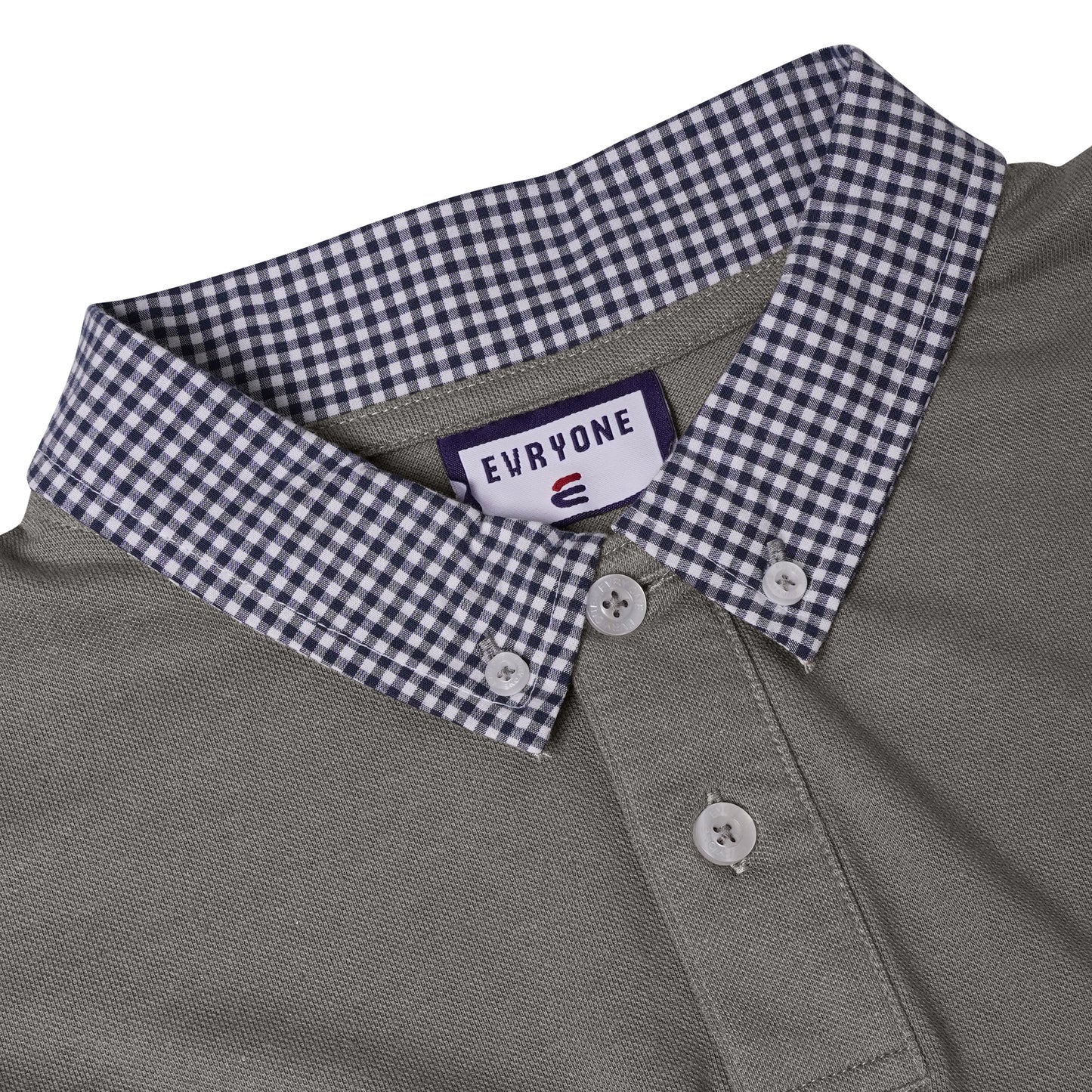 Evryone Check Collar Short Sleeve Polo Shirt