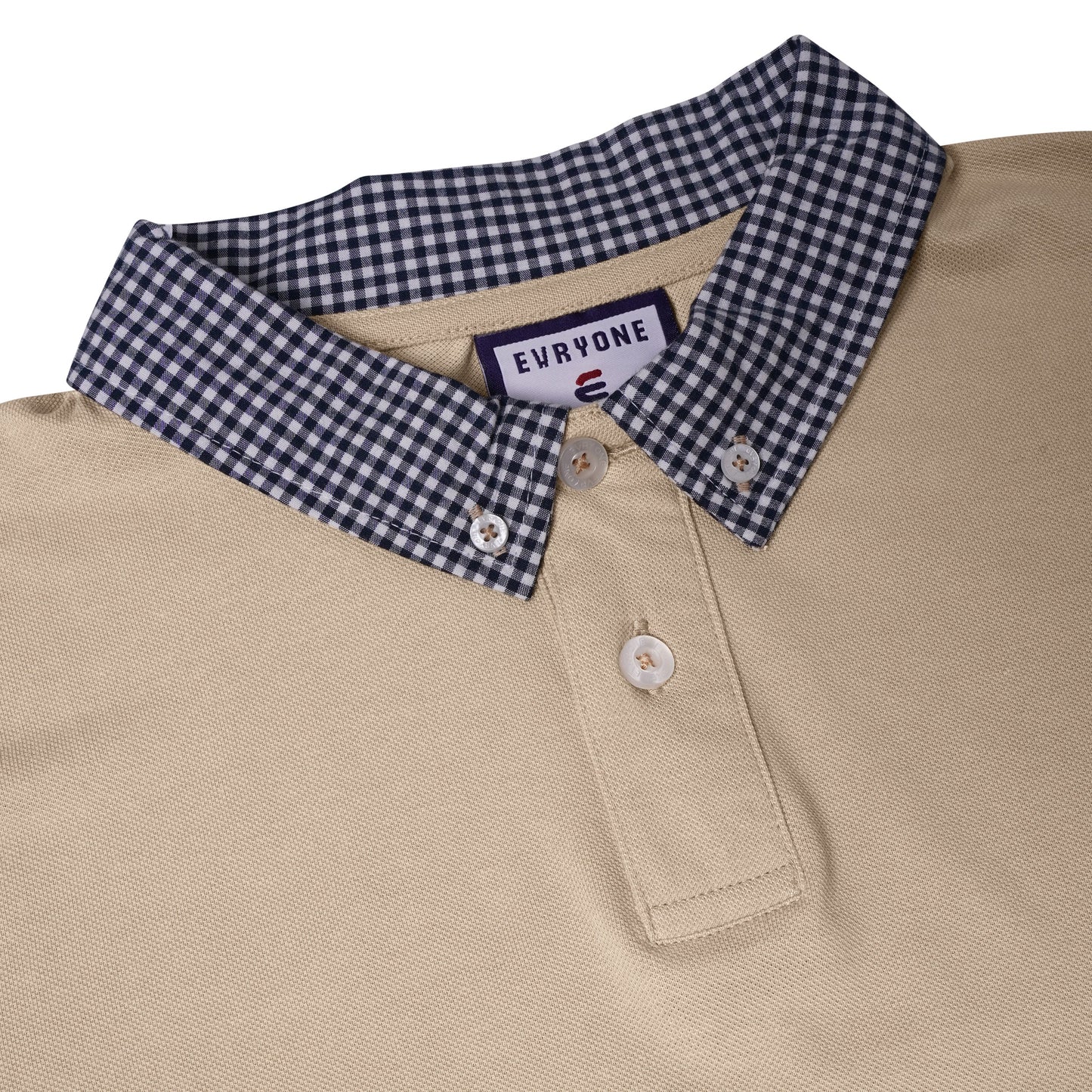 Evryone Check Collar Short Sleeve Polo Shirt