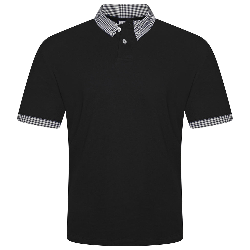 Evryone Check Collar Short Sleeve Polo Shirt