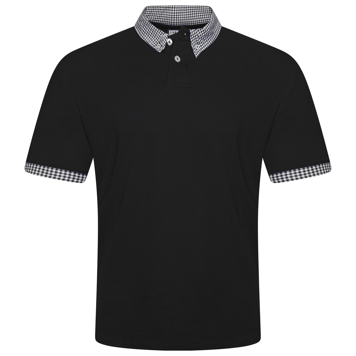 Evryone Check Collar Short Sleeve Polo Shirt