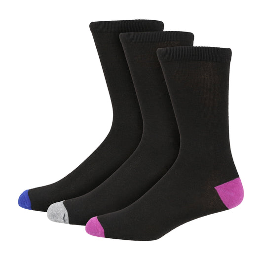 Contrast Coloured 3 Pairs Lightweight Elasticated Socks