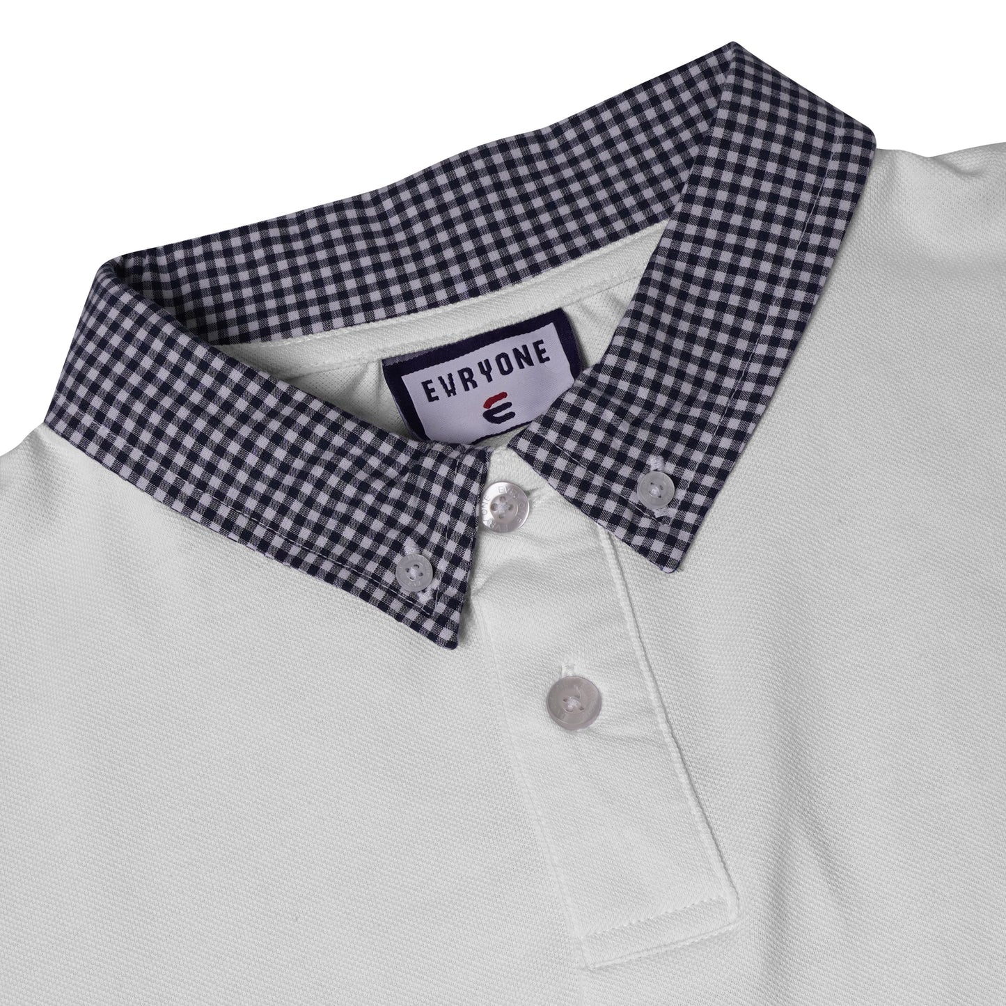 Evryone Check Collar Short Sleeve Polo Shirt