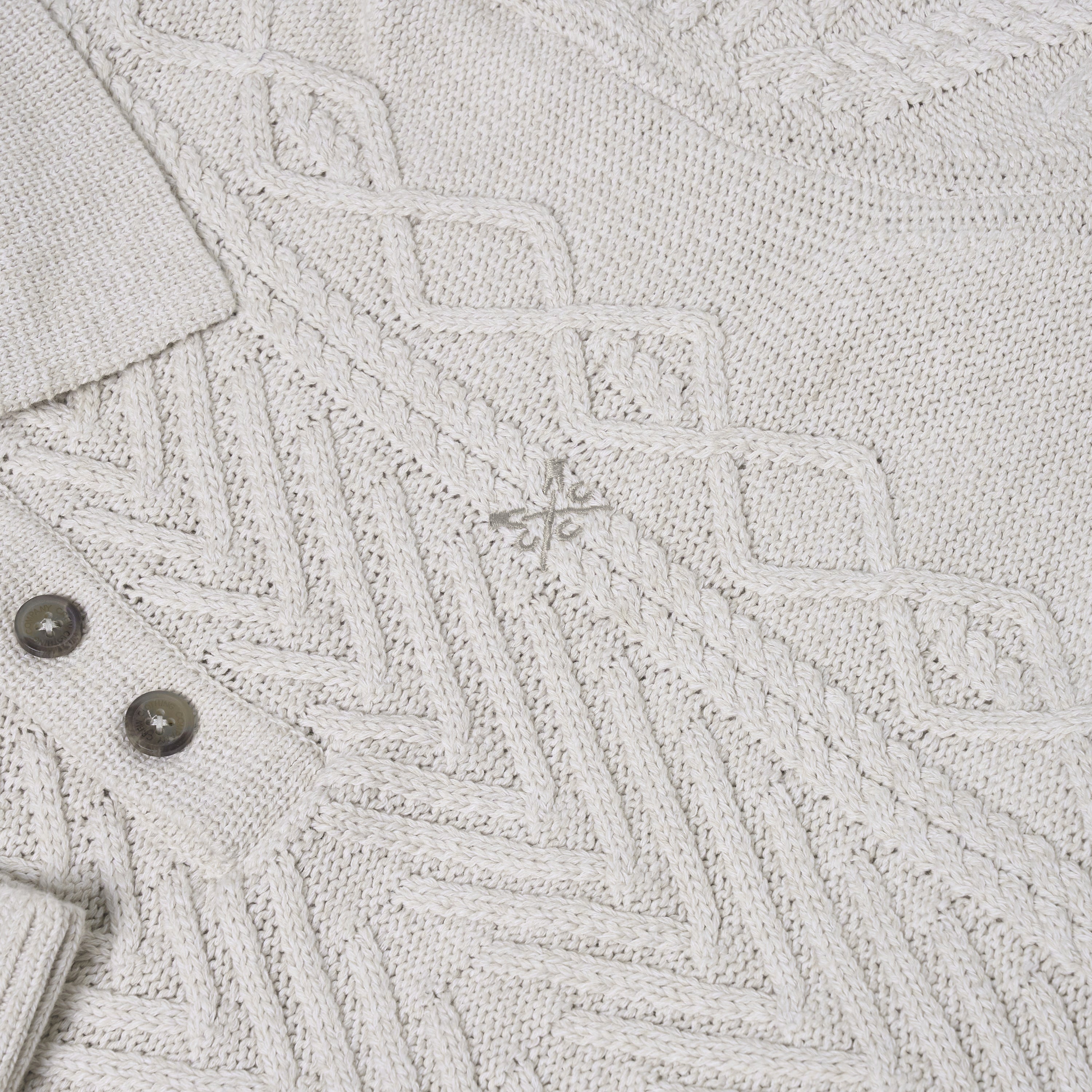 Crew Clothing Company Cable Knit Button Neck Jumper