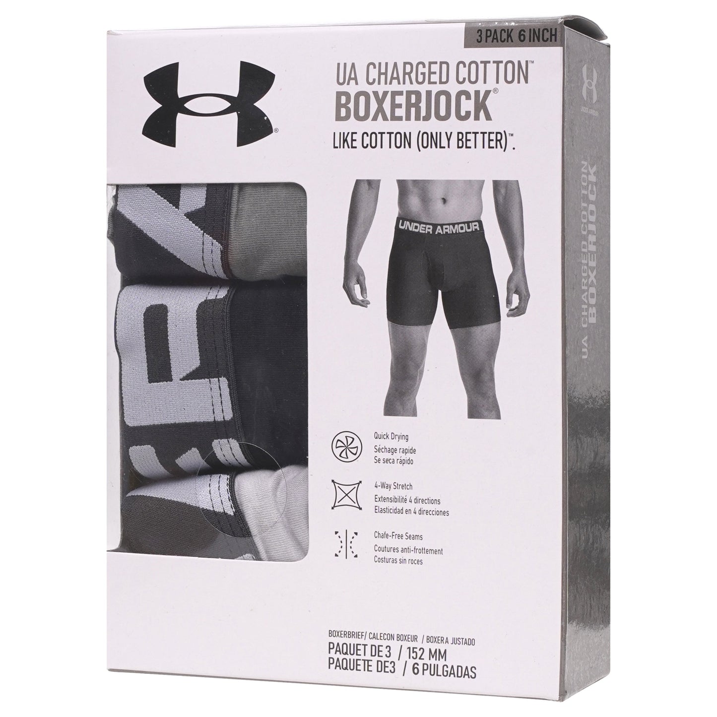 Under Armour 6" Charged Cotton 3 Pack Boxerjocks
