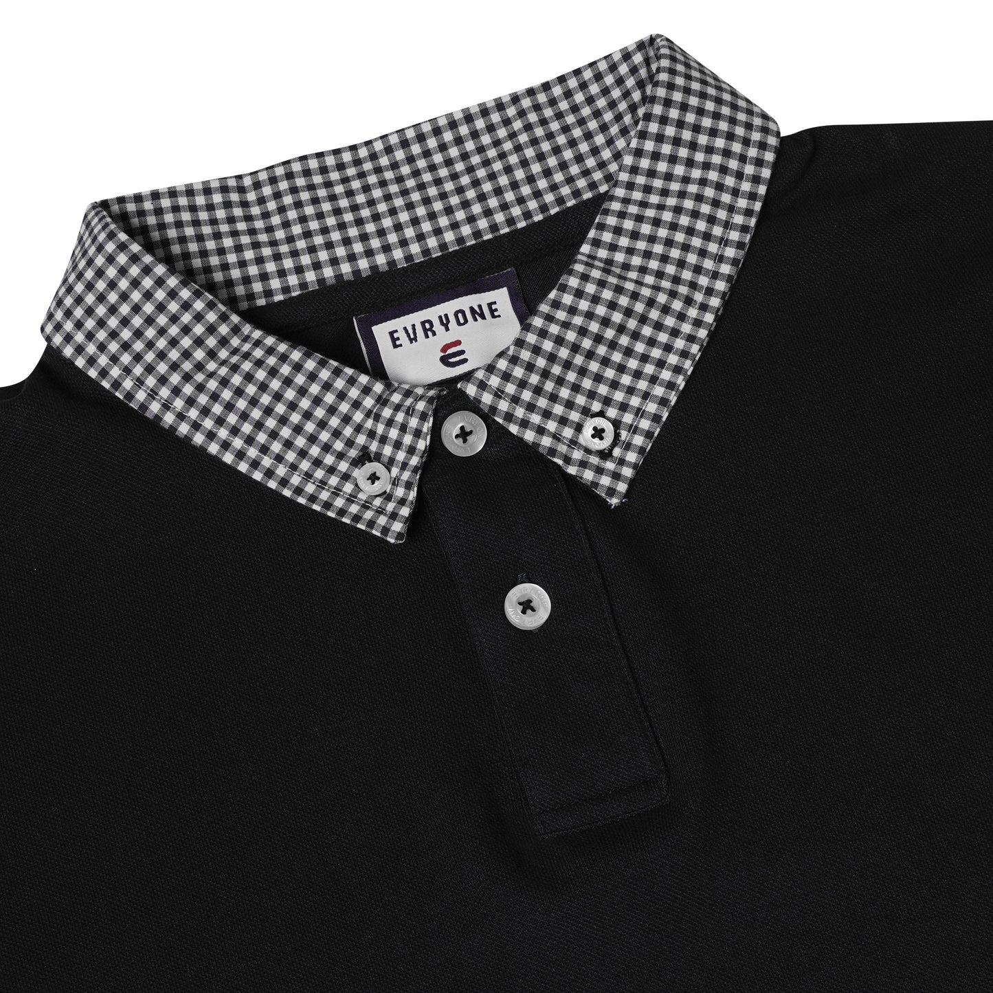 Evryone Check Collar Short Sleeve Polo Shirt