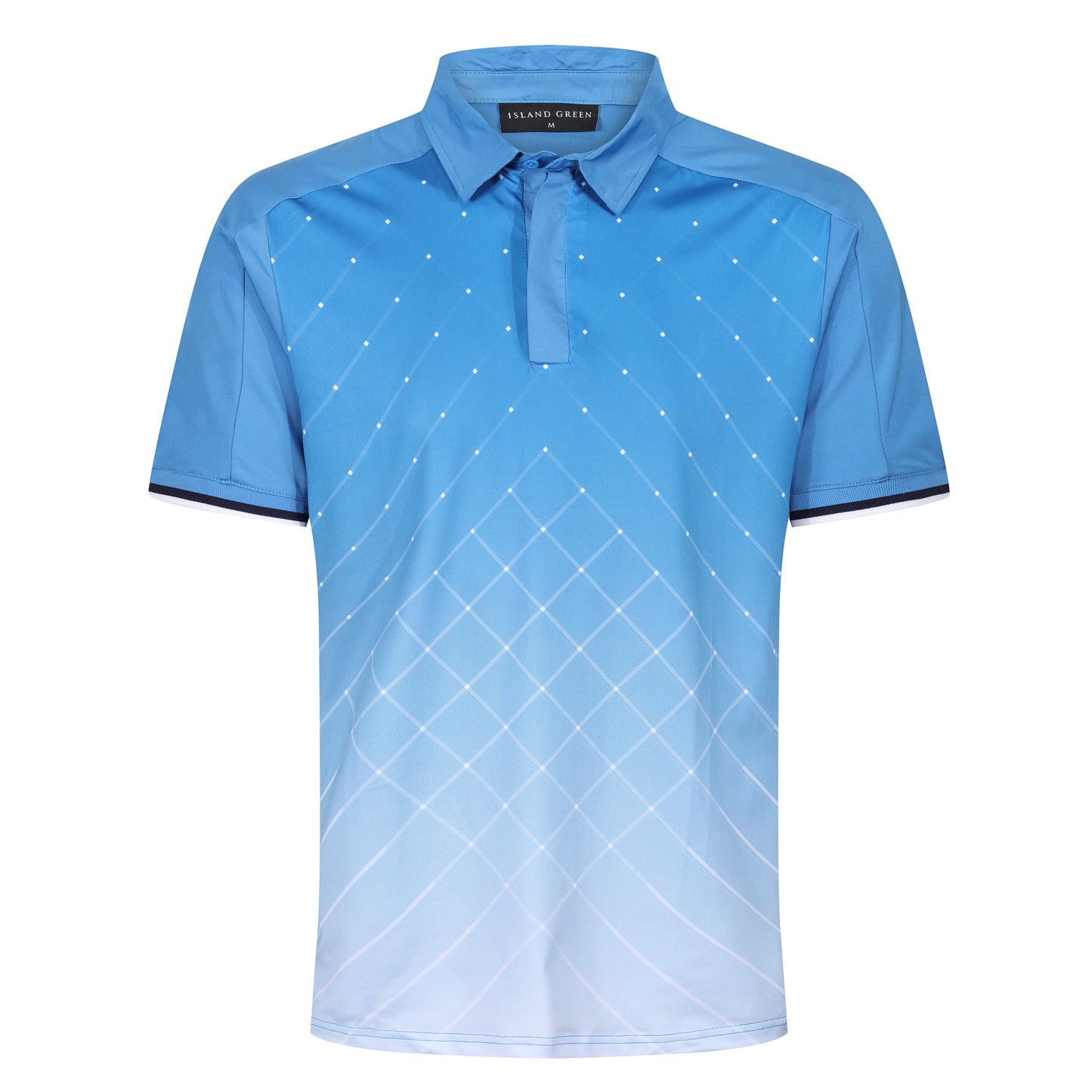 Island Green Geometric Print Golf Sport Polo Shirt
