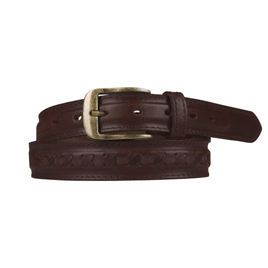 Outback 1.25" Wide Cross Stitch Full Grain Leather Belt