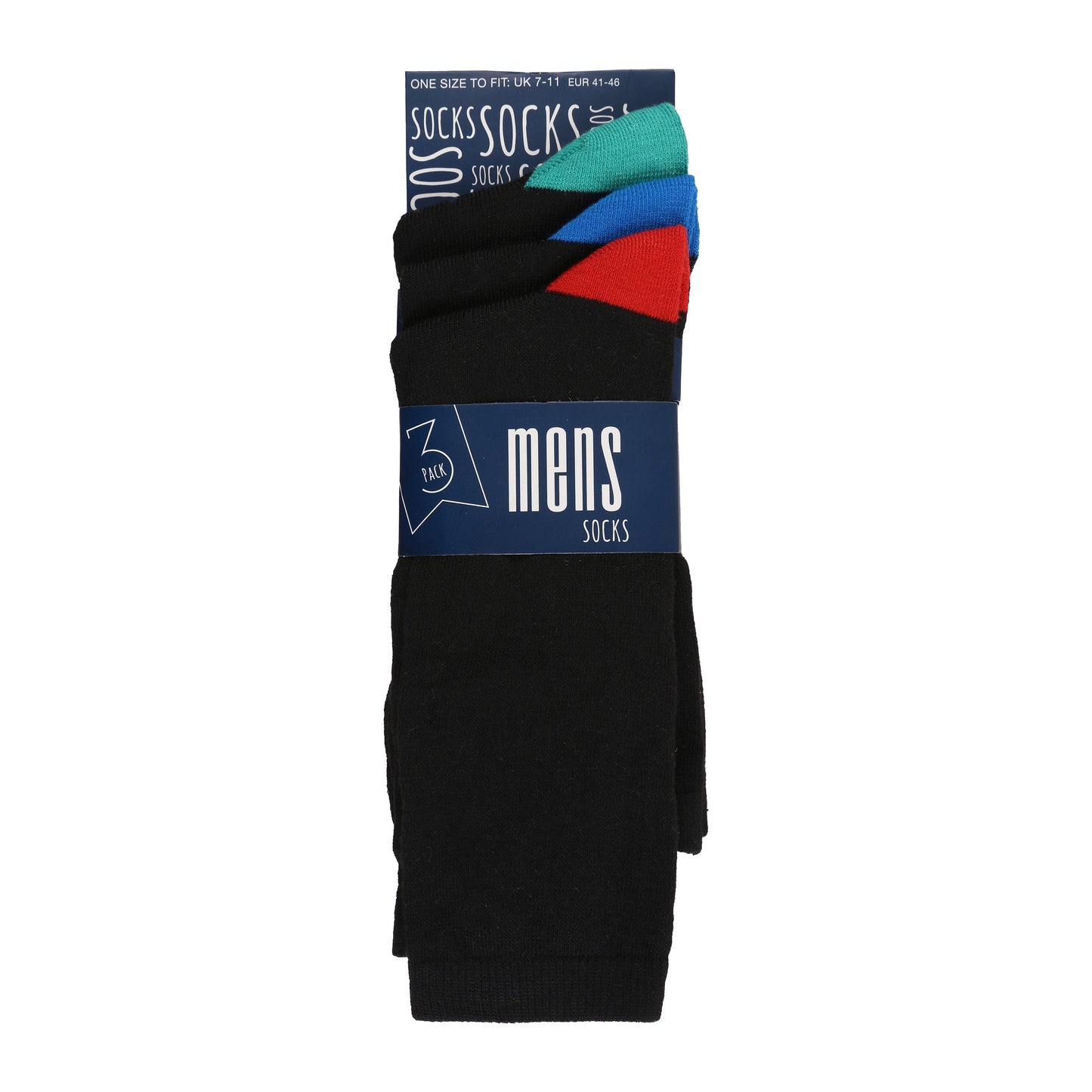Contrast Coloured 3 Pairs Lightweight Elasticated Socks