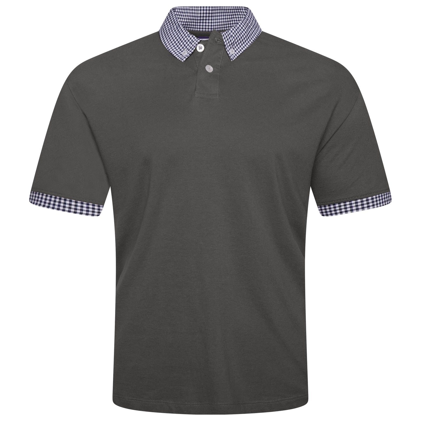 Evryone Check Collar Short Sleeve Polo Shirt