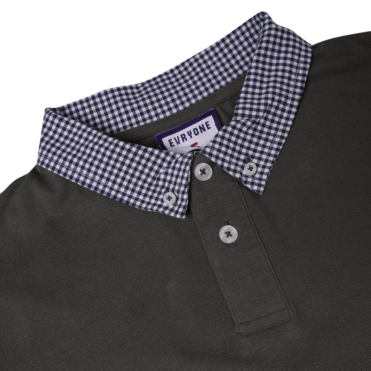 Evryone Check Collar Short Sleeve Polo Shirt