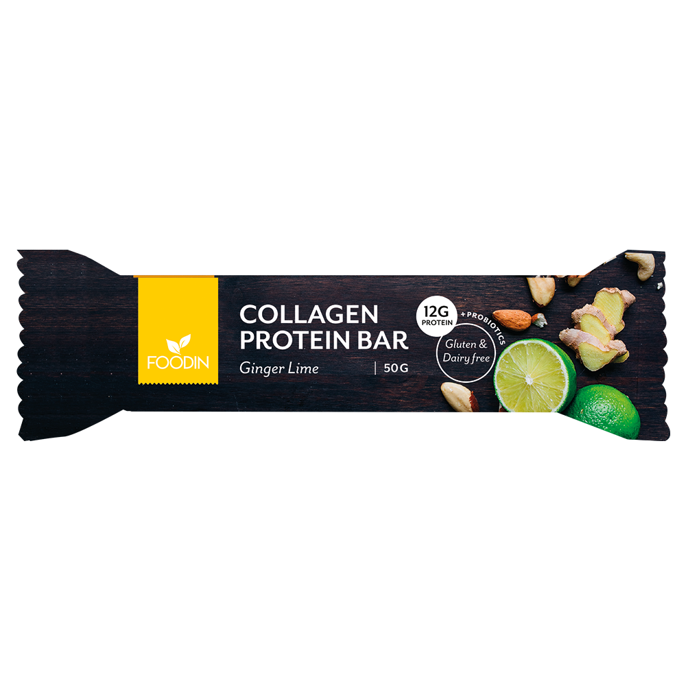 12 x Foodin Collagen Protein Bar Ginger Lime - 50g
