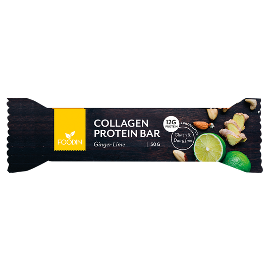 12 x Foodin Collagen Protein Bar Ginger Lime - 50g