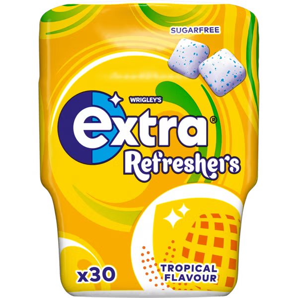 6 x Extra Refreshers Tropical Chewing Gum Bottle - 30PCE