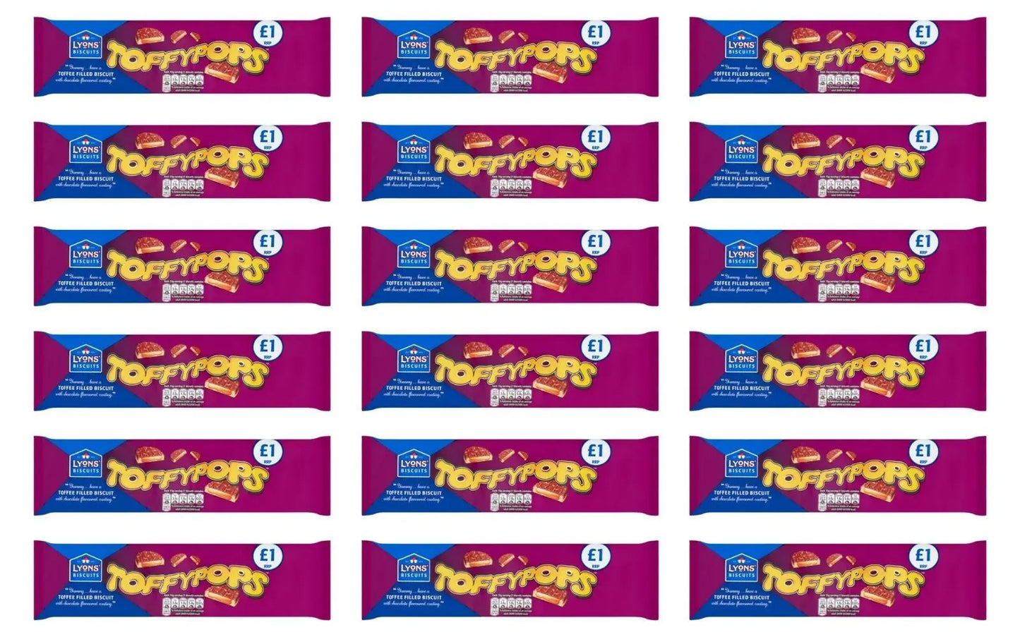 18 x Lyons  Biscuits Toffypops 120G
